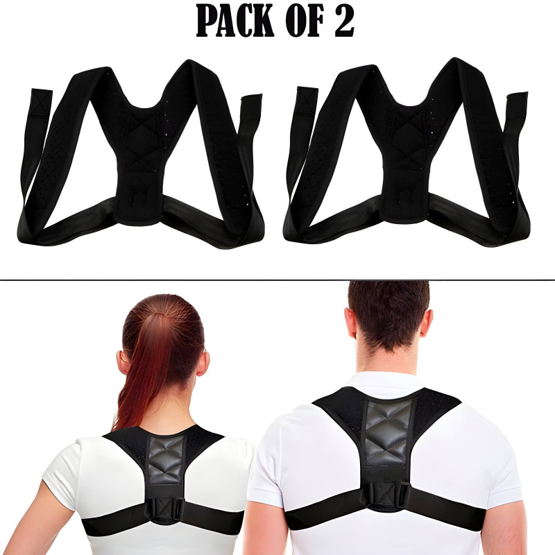 Pack Of 2 Posture Corrector Adjustable Back And Shoulder Support Correction Belts