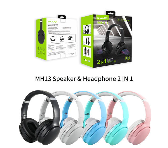 SODO MH-13 Wireless Headphones & Speaker 2-in-1 - HiFi Stereo Sound with Bluetooth-Compatible 5.1